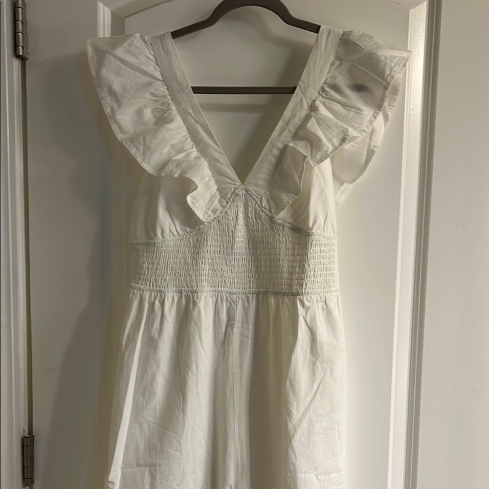 Chic White Ruffled Dress - Picture 4 of 6